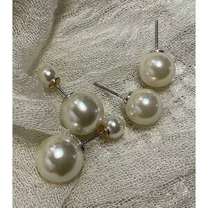 Two Pairs of White Faux Pearl Earrings. One Double Sided Pair.
